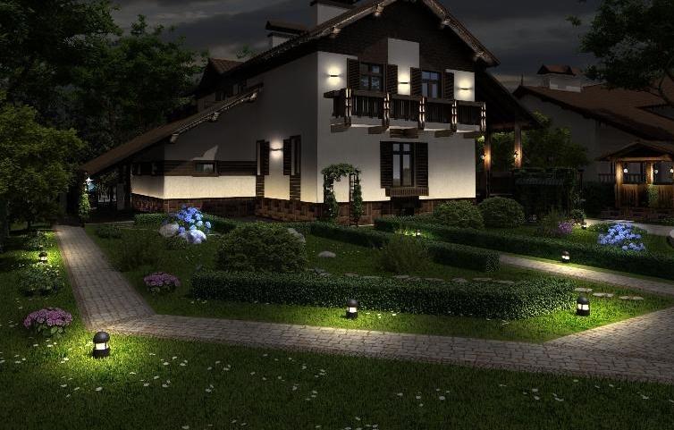 Монтаж на осветление в двора на селска къща