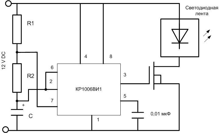 Az impulzusgenerátor sémája a KR1006VI1-en.