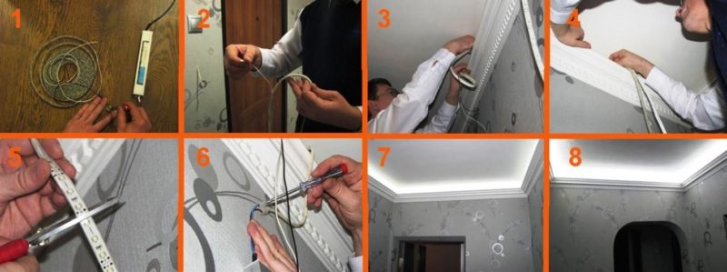 Lampu siling buat sendiri di sekeliling perimeter