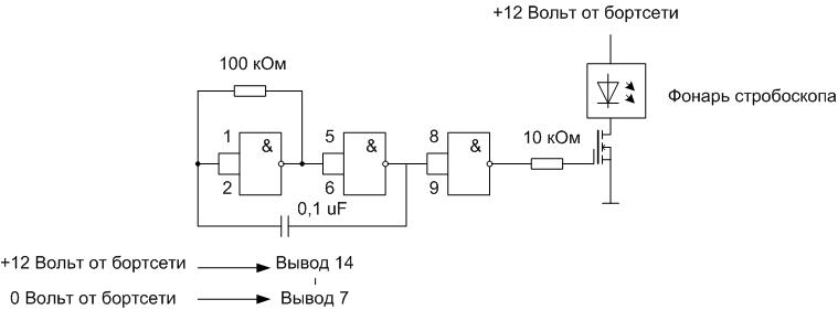 Paprasto LED stroboskopo gamybos schema